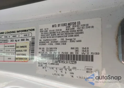 2020 Ford Mustang Ecoboost Premium Fastback из США, поврежденный, VIN 1FA6P8TH5L5112229